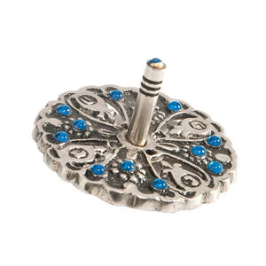 Dreidel - Metal & Stones - Blue