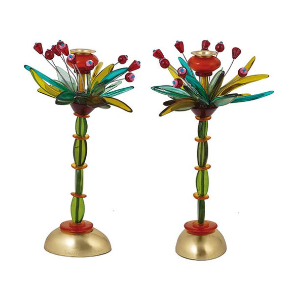 Candlesticks - Polyester - Fountain Green/Red 36 cm
