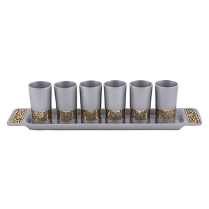 Set 6 Cups With Metal Cutout - Silver