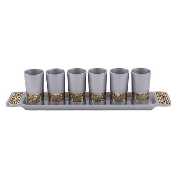 Set 6 Cups With Metal Cutout - Silver