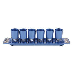 Set 6 Cups With Metal Cutout - Blue