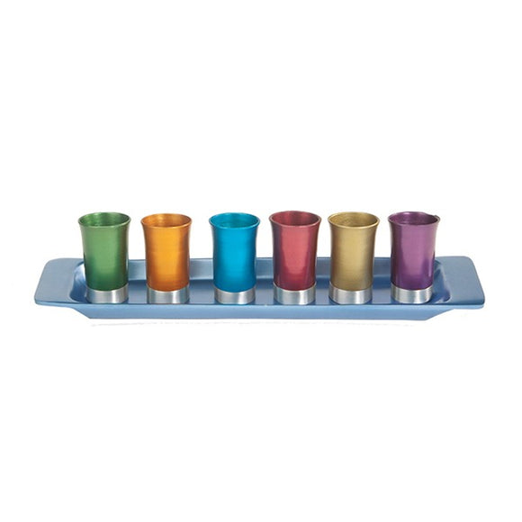 Set Of 6 Small Cups & Tray - Multicolored