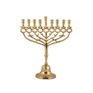 Brass Hanukkah Menorah 30 cm Pomegranates