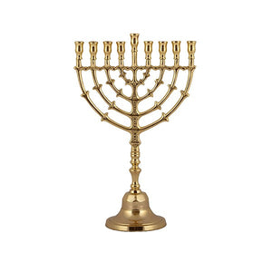 Brass Hanukkah Menorah 30 cm Leaves