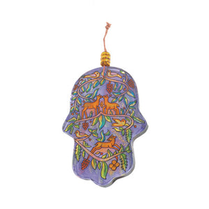 Small Glass Hand Painted Hamsa - Deer