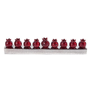 Hanukkah Menorah - Pomegranates - Red