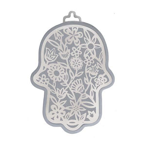 Large Silver Hamsa & Metal Cutout - Flowers