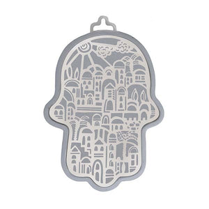 Large Silver Hamsa & Metal Cutout - Jerusalem