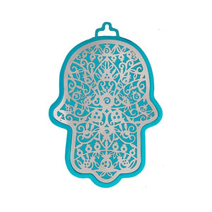 Small Turquoise Hamsa & Metal Cutout - Pomegranates