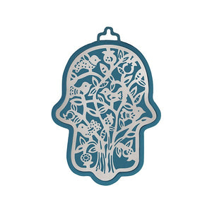 Small Blue Hamsa & Metal Cutout - Tree