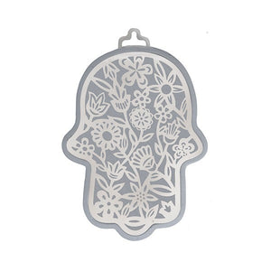 Small Silver Hamsa & Metal Cutout - Flowers