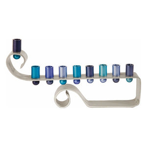 Hanukkah Menorah - Curl - Blue