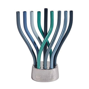 Hanukkah Menorah - Flame - Blue