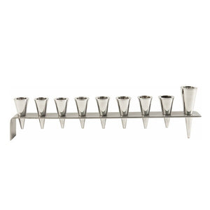 Hanukkah Menorah - Metal Strip & Cone - Natural