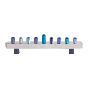 Hanukkah Menorah - Strip & Hammer Work - Blue