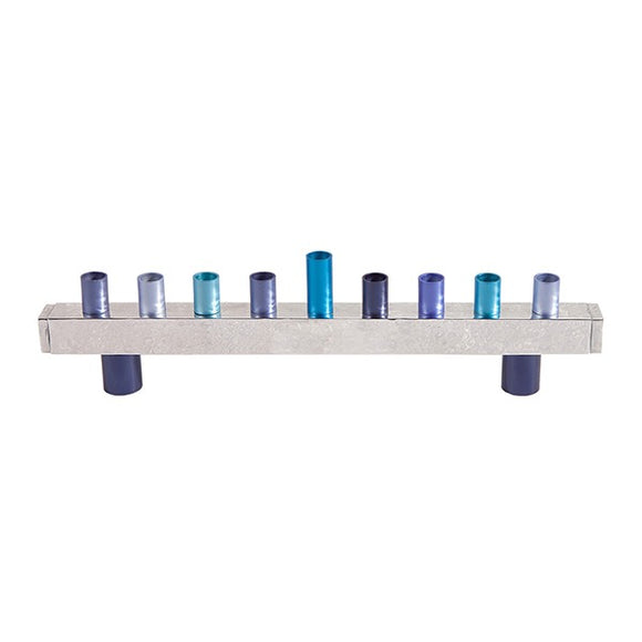 Hanukkah Menorah - Strip & Hammer Work - Blue