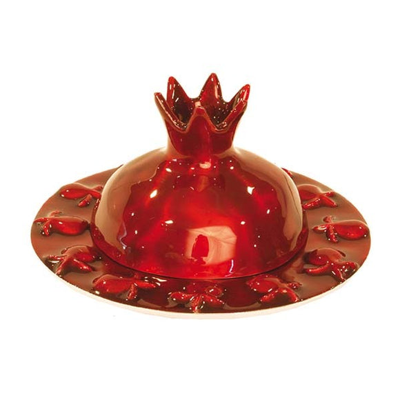 Honey Dish - Pomegranate - Hand Painted - Red