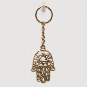 Hamsa Star of David Swirls Keychain