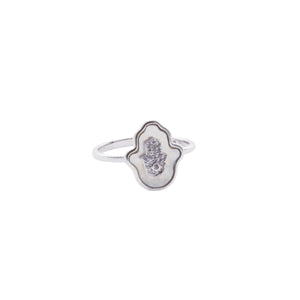 Hamsa Hand CZ Stone on White Opal Sterling Silver Ring