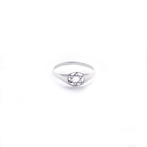 Star of David in Circle Sterling Silver Ring