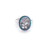 Tree of Life in Opal Oval Frame - Sterling Silver Cutout Ring