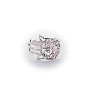 Hamsa Hand Cutout Sterling Silver Ring