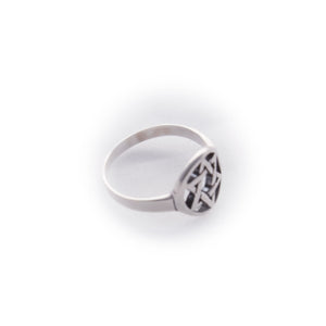 Star of David Cutout in Circle Sterling Silver Ring