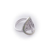 Tree of Life Cutout in White Opal Oval Sterling Silver Ring