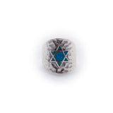 Star of David Opal on Hammered Sterling Silver Ring