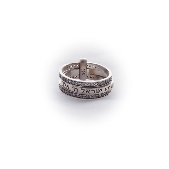 Shema - Swarovski Crystals - Three Piece Stacked Rings - Sterling Silver Ring