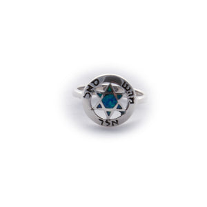 Star of David Opal in Kabbalah Circle Sterling Silver Ring