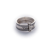 May God Bless You and Protect You - Swarovski Crystals - Three Piece Stacked Rings - Sterling Silver Ring
