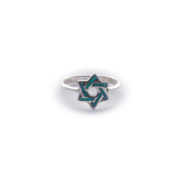 Star of David Opal Sterling Silver Ring