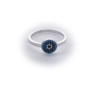 Star of David Evil Eye Flower Stones Circle Sterling Silver Ring