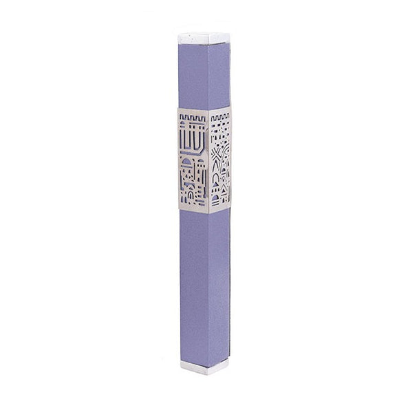 Mezuzah & Metal Cutout Jerusalem 12cm - Purple