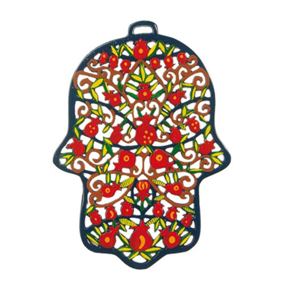 Hamsa - Laser Cut & Hand Painted - Pomegranates