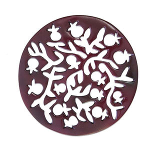 Trivet - Hand Painted - Pomegranates - Red