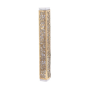 Mezuzah & Full Metal Cutout - Pomegranates - Brass