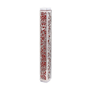 Mezuzah & Full Metal Cutout - Pomegranates - Red