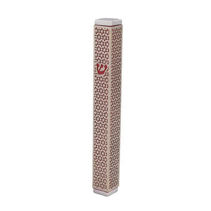 Mezuzah & Full Metal Cutout - Magen David - Red