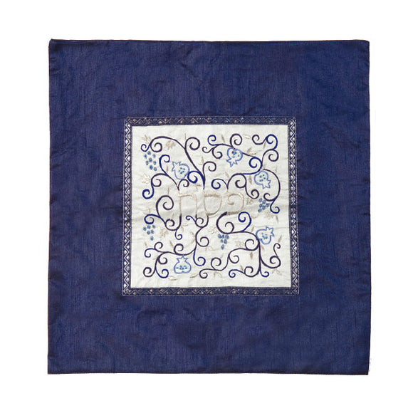 Matzah Cover - Middle Embroidery - Blue/White