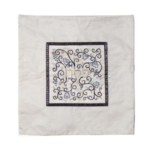 Matzah Cover - Middle Embroidery - White & Blue