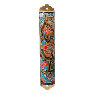 Mezuzah Etching - Flowers - Multicolored