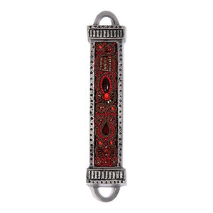 Mezuzah Metal & Embroidery - Maroon