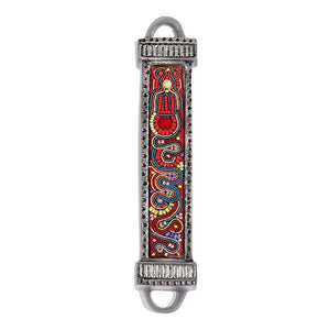 Mezuzah Metal & Embroidery - Multicolored