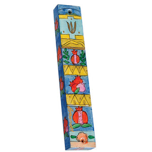 Large Wooden Mezuzah - 12 cm - Pomegranate