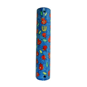 Large Wooden Mezuzah - 12 cm - Scattered Pomegranates