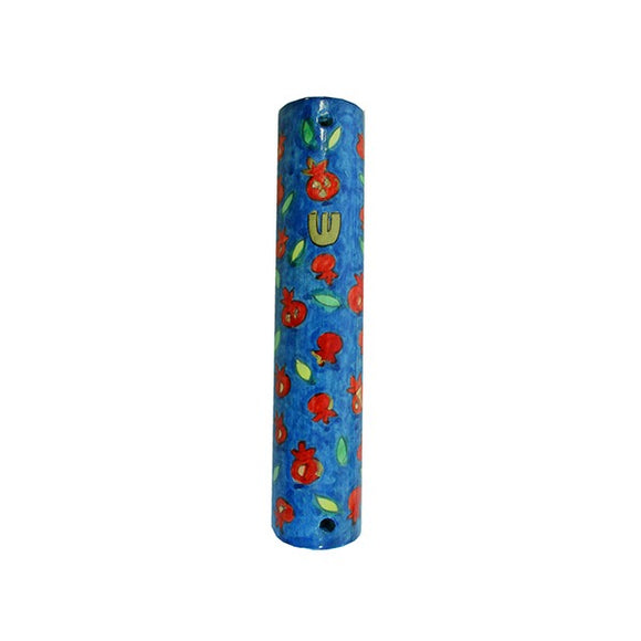Small Wooden Mezuzah - 10 cm - Scattered Pomegranates