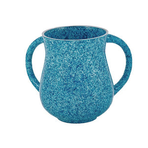 Small Netilat Yadayim Cup - Marble Coated - Light Blue