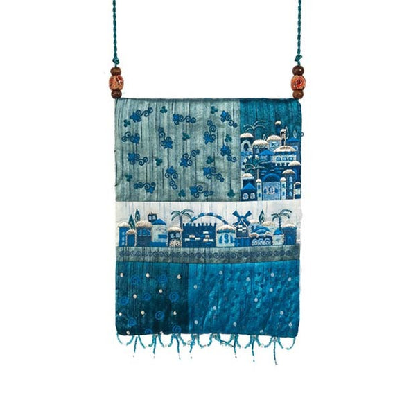 Bag - 5 Patches & Embroidery - Jerusalem - Blue